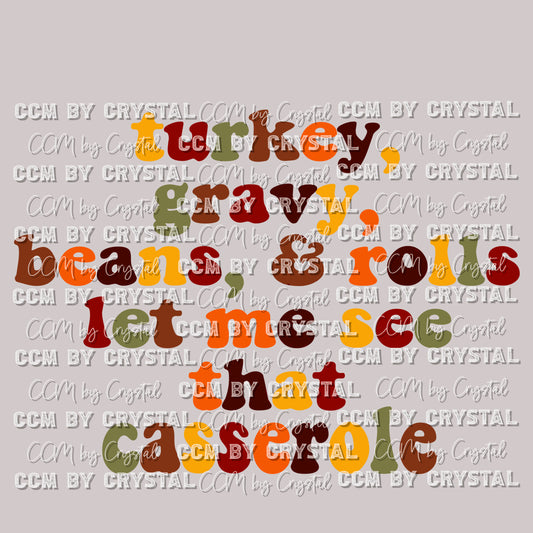 Turkey Gravy Beans and Rolls Let Me See that Casserole Thanksgiving Ready to Press Transfer