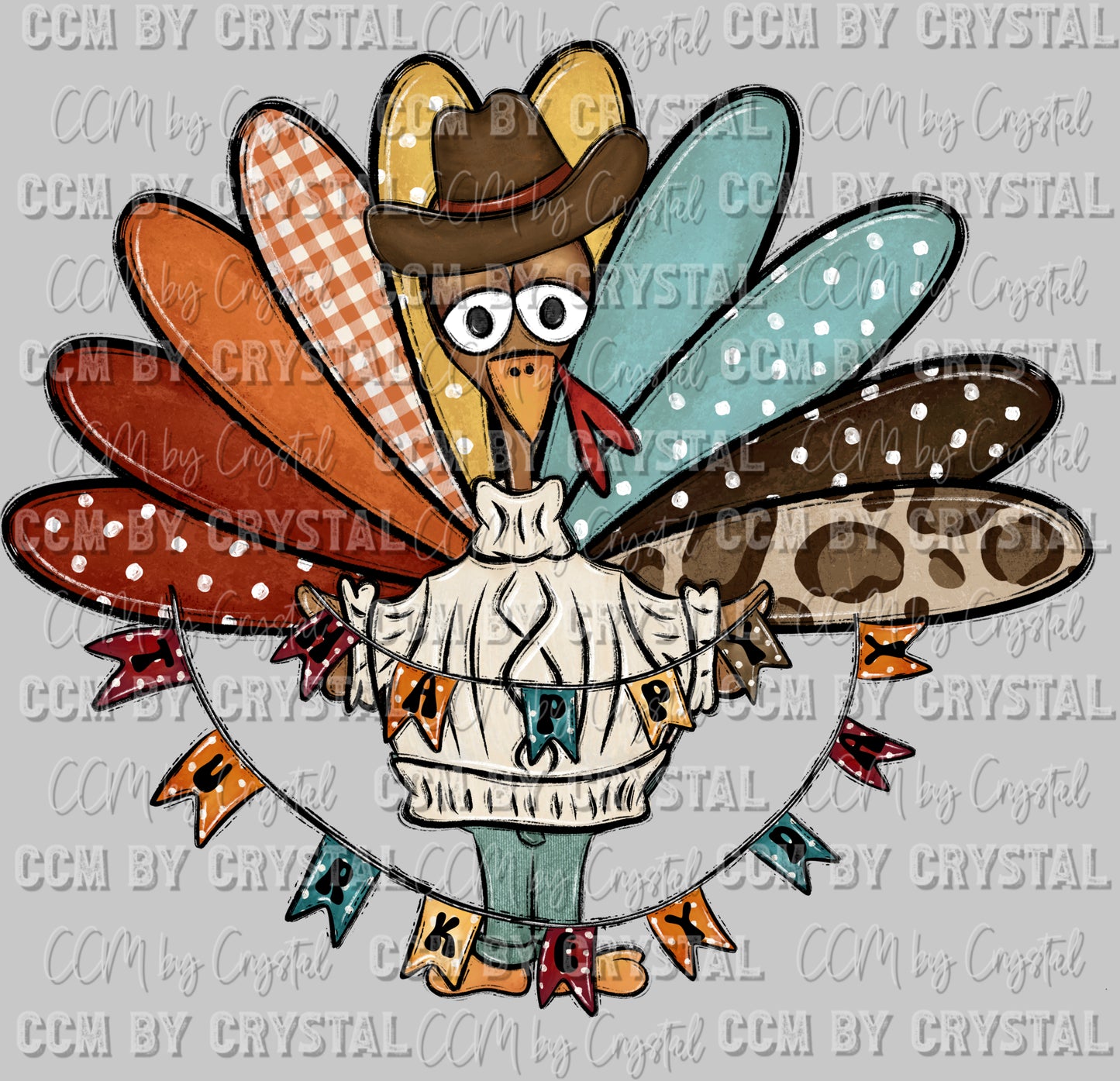 Happy Turkey Day Thanksgiving Ready to Press DTF Transfer Sublimation Transfer