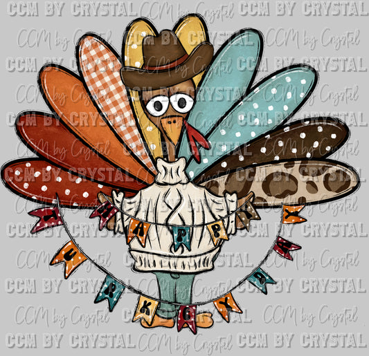 Happy Turkey Day Thanksgiving Ready to Press DTF Transfer Sublimation Transfer