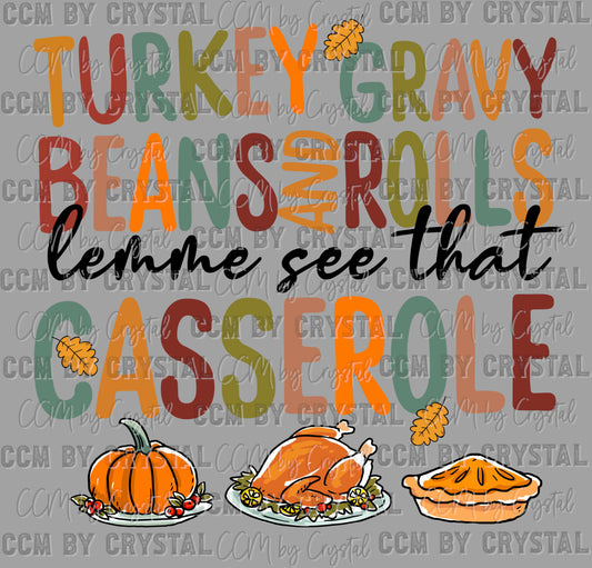 Turkey Gravy Beans and Rolls Fall Thanksgiving Ready to Press Transfer DTF Transfer Sublimation Transfer