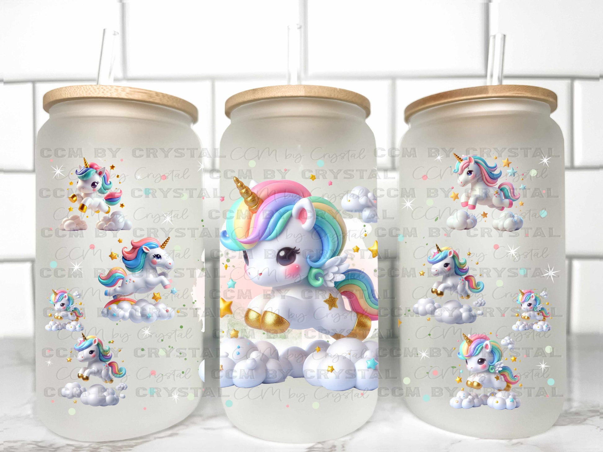 Unicorns Uv Transfer 16oz Libby Glass Can Wrap Ready To Apply