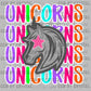 Unicorns Colorful Mascot Ready to Press Transfer DTF Transfer Sublimation Transfer
