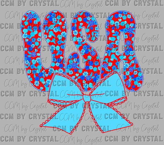 Floral USA Patriotic 4th of July Ready to Press Instant Peel DTF Transfers Sublimation Transfers (Copy)