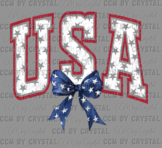 USA Centered Bow 4th of July USA Patriotic Ready to Press DTF Transfers Sublimation Transfers