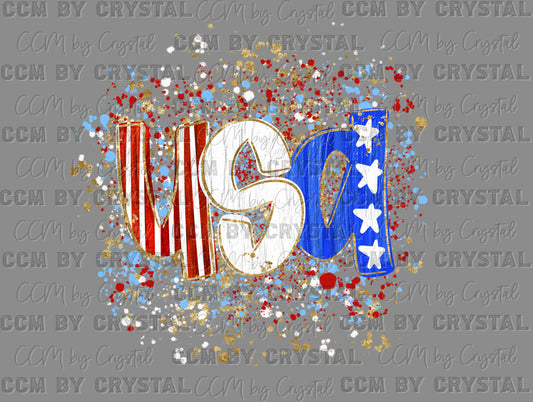 USA Stripes Splatter 4th of July DTF Transfer