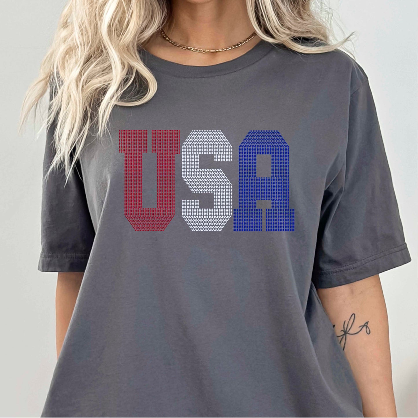 USA 3-Color Approximately 11" wide Spangle Transfer