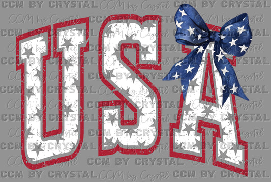 USA Side Bow 4th of July USA Patriotic Ready to Press DTF Transfers Sublimation Transfers