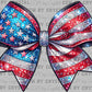 USA Bow Faux Glitter Ready to Press Transfer DTF Transfer Sublimation Transfer