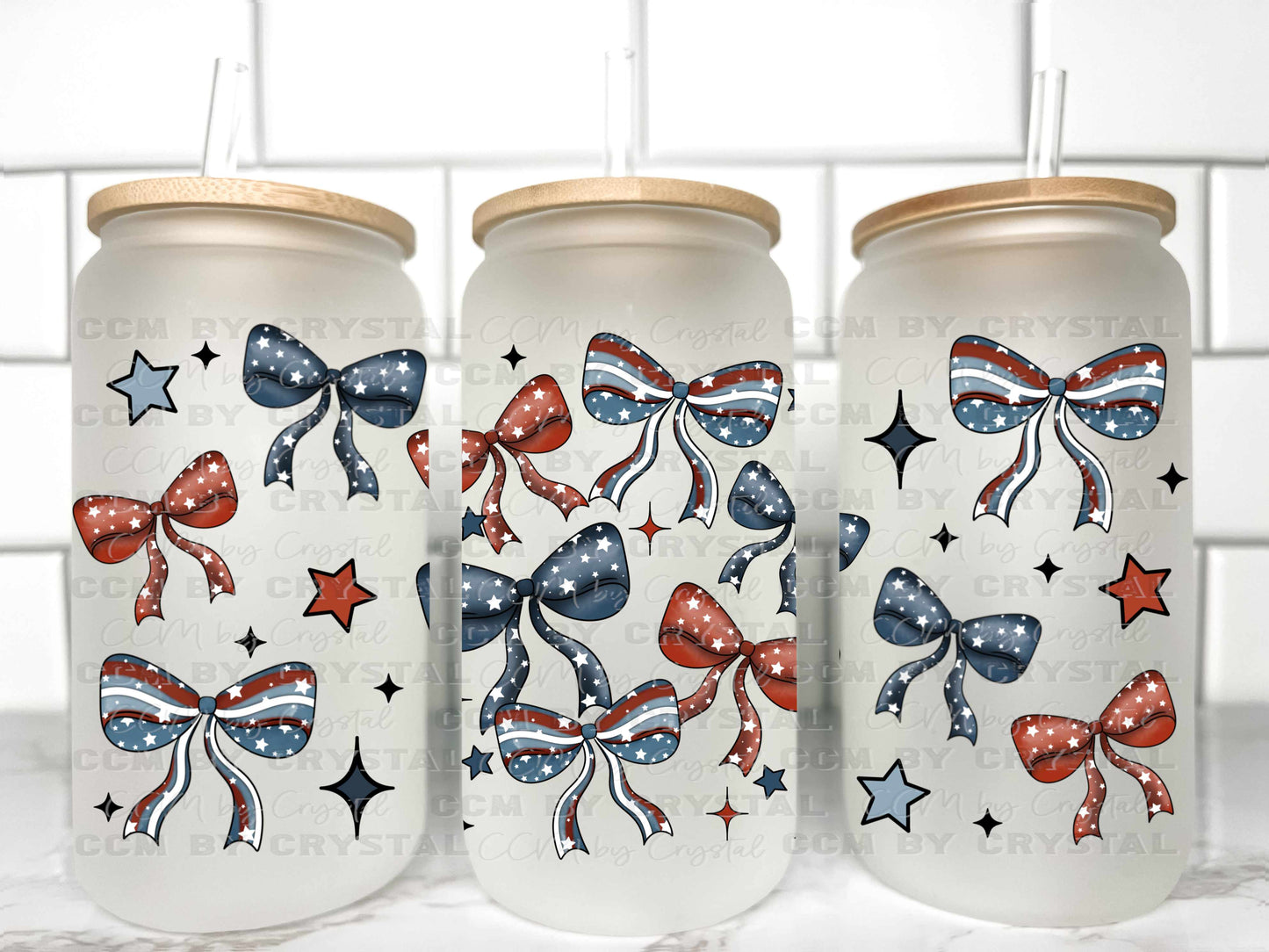 USA Bows UV Transfer 16oz Libby Glass Can Wrap Ready to Apply