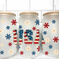 USA Flag Flowers UV Transfer 16oz Libby Glass Can Wrap Ready to Apply