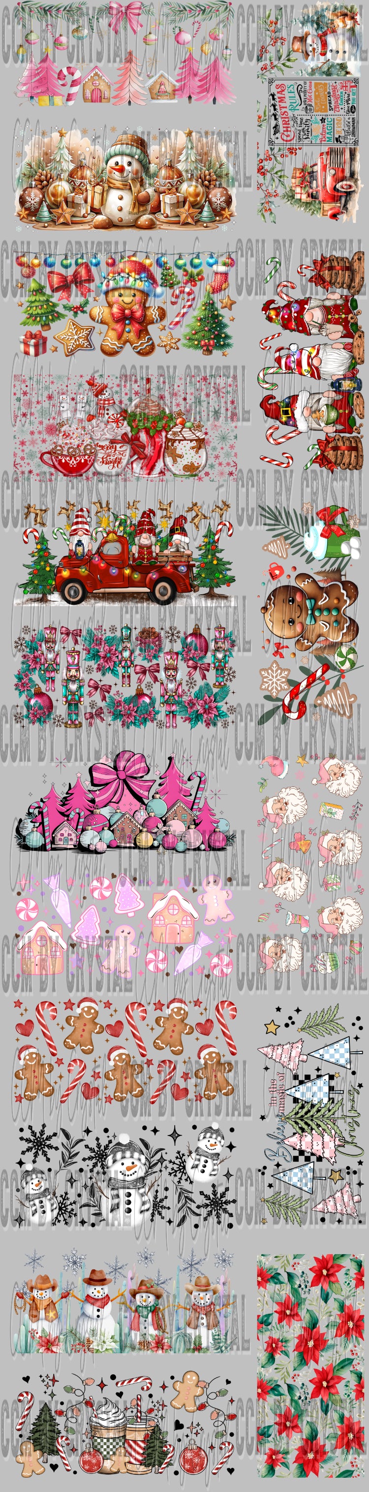 Pre Made Christmas 18 Wrap 16 oz Glass Can Gang Sheets for UV DTF Transfers READ Description