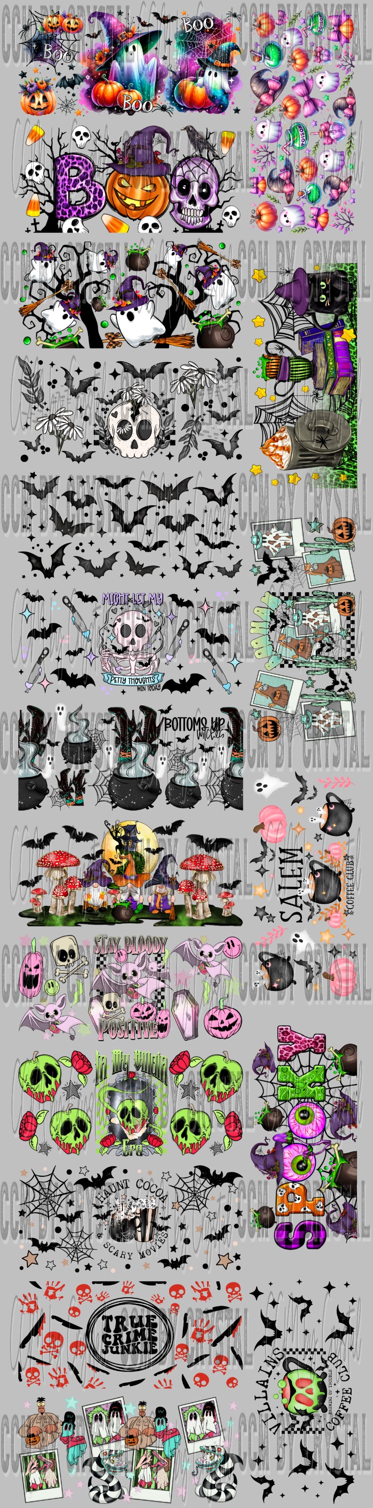 Pre Made Halloween 18 Wrap 16 oz Glass Can Gang Sheets for UV DTF Transfers READ Description
