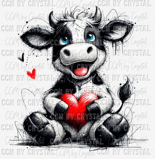 Valentine's Day Cow Ready to Press Transfer