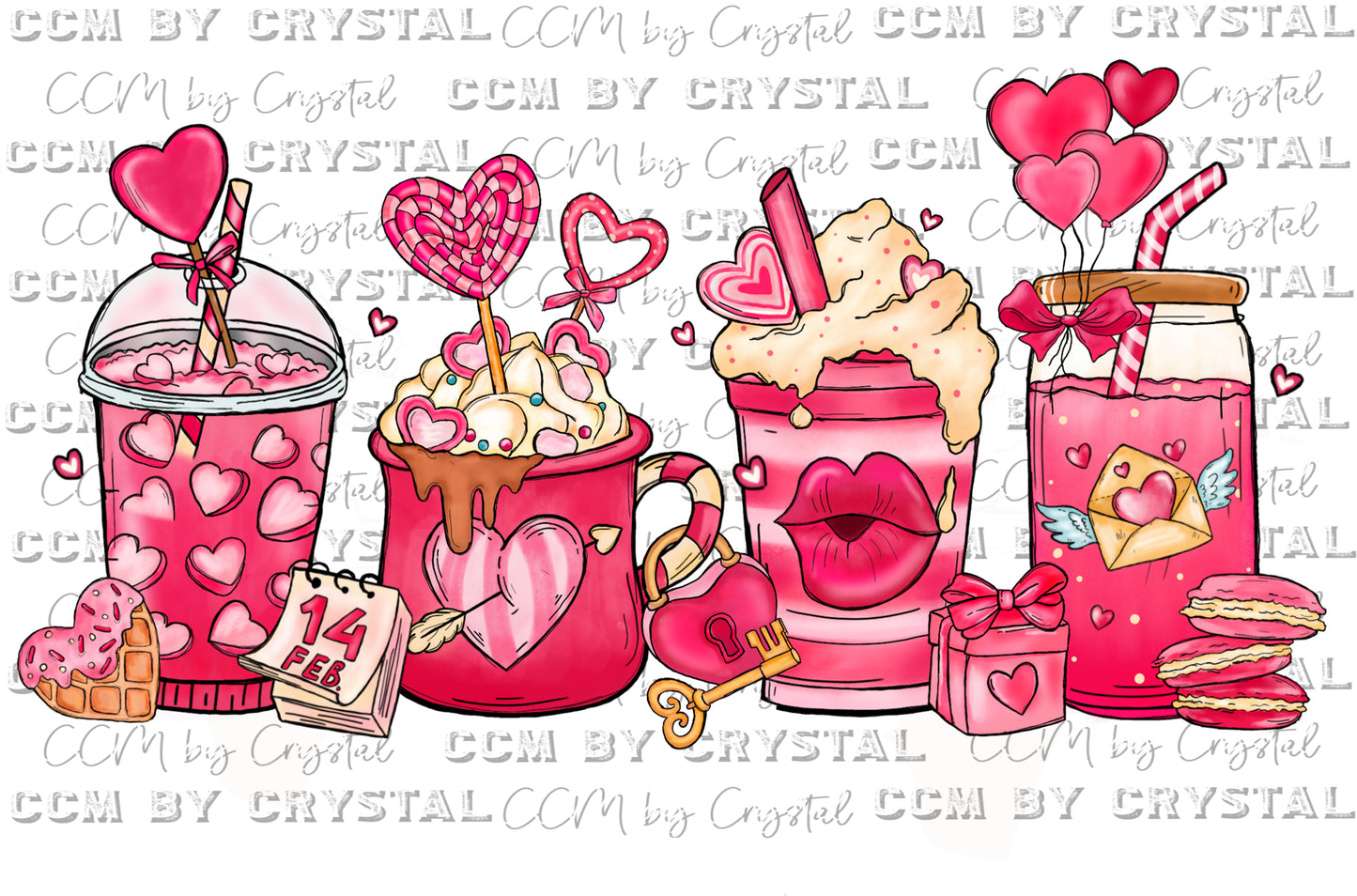 Valentine's Day Cup Ready To Press Transfer DTF Sublimation