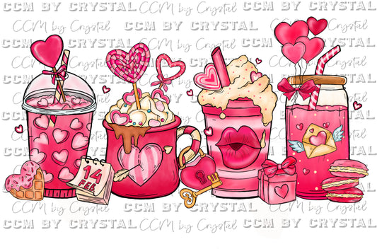 Valentine's Day Cup Ready To Press Transfer DTF Sublimation