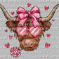 Highland Cow Lollipop Valentine's Day Ready to Press Transfer