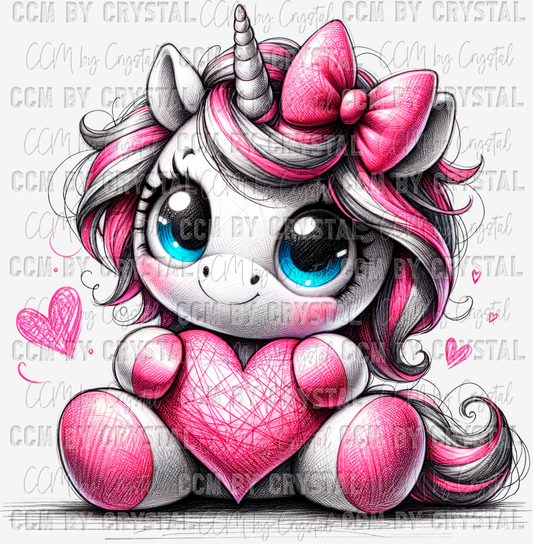 Valentine's Day Unicorn Ready to Press Transfer