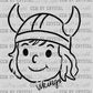 Vikings Mascot Doodle Ready to Press Transfer DTF Transfer Sublimation Transfer