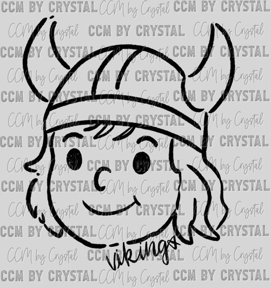Vikings Mascot Doodle Ready to Press Transfer DTF Transfer Sublimation Transfer