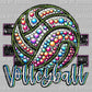 Volleyball Faux Rhinestones Effect Ready to Press Transfer DTF Transfer Sublimation Transfer