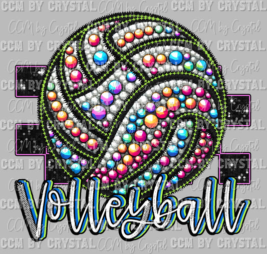 Volleyball Faux Rhinestones Effect Ready to Press Transfer DTF Transfer Sublimation Transfer