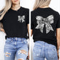 Personalized Volleyball Bow Faux Glitter T-Shirt