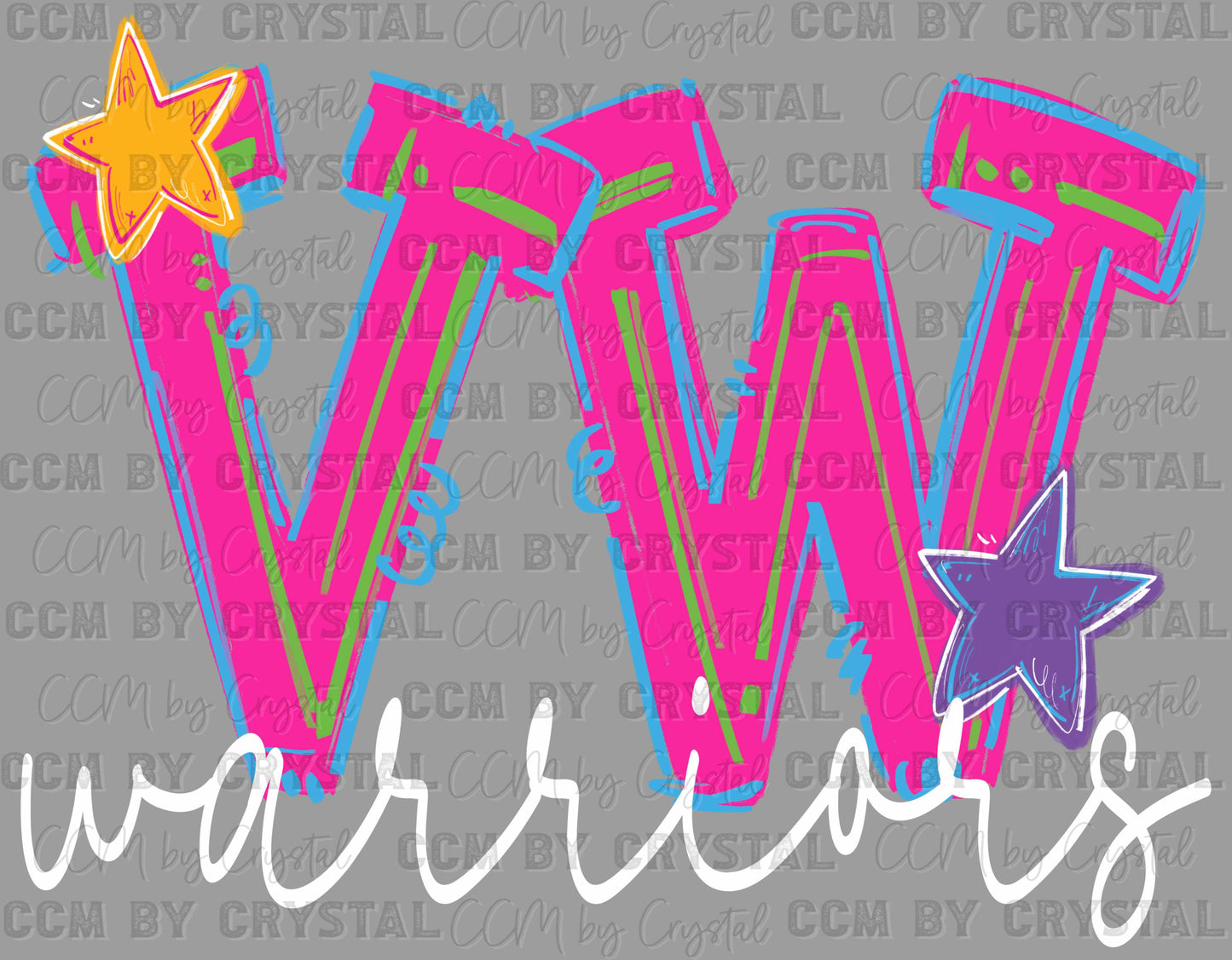 Personalized Letters and Mascot Neon Mascot Ready to Press Transfer DTF Transfer