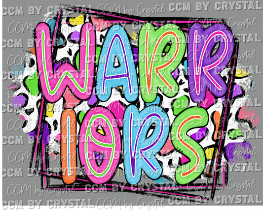 Warriors Colorful Leopard Background Mascot Ready to Press Transfer