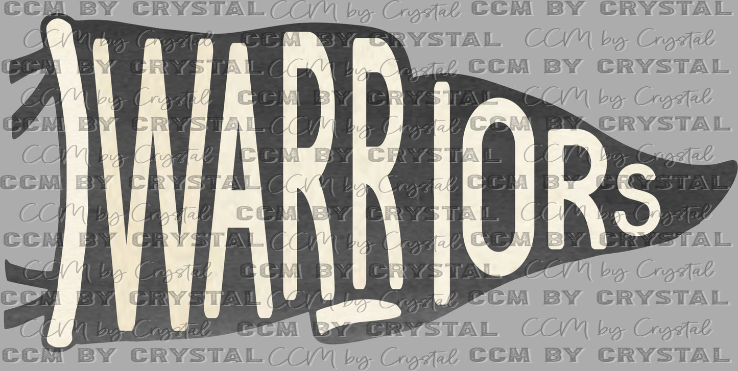 Warriors Pennant Mascot Ready to Press Transfer DTF Transfer Sublimation Transfer