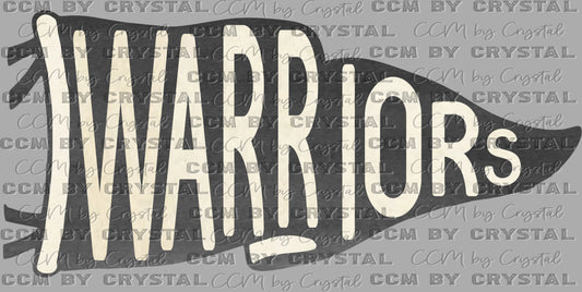 Warriors Pennant Mascot Ready to Press Transfer DTF Transfer Sublimation Transfer