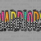 Warriors Colorful Checkered Mascot Ready to Press Transfer DTF Transfer Sublimation Transfer