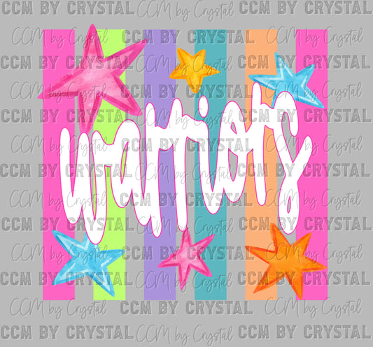 Warriors Colorful Mascot Ready to Press DTF Transfers Sublimation Transfers