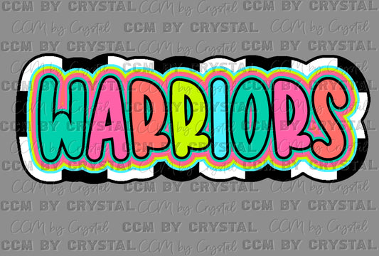 Warriors Colorful Mascot Ready to Press Transfer DTF Transfer Sublimation Transfer