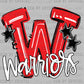 W Warriors Red Mascot Ready to Press DTF Transfers Sublimation Transfers