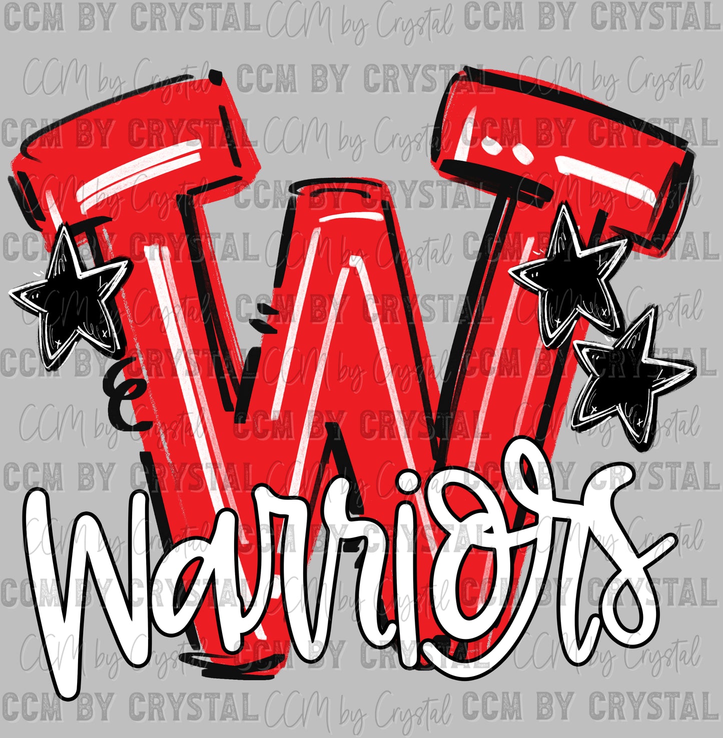 W Warriors Red Mascot Ready to Press DTF Transfers Sublimation Transfers
