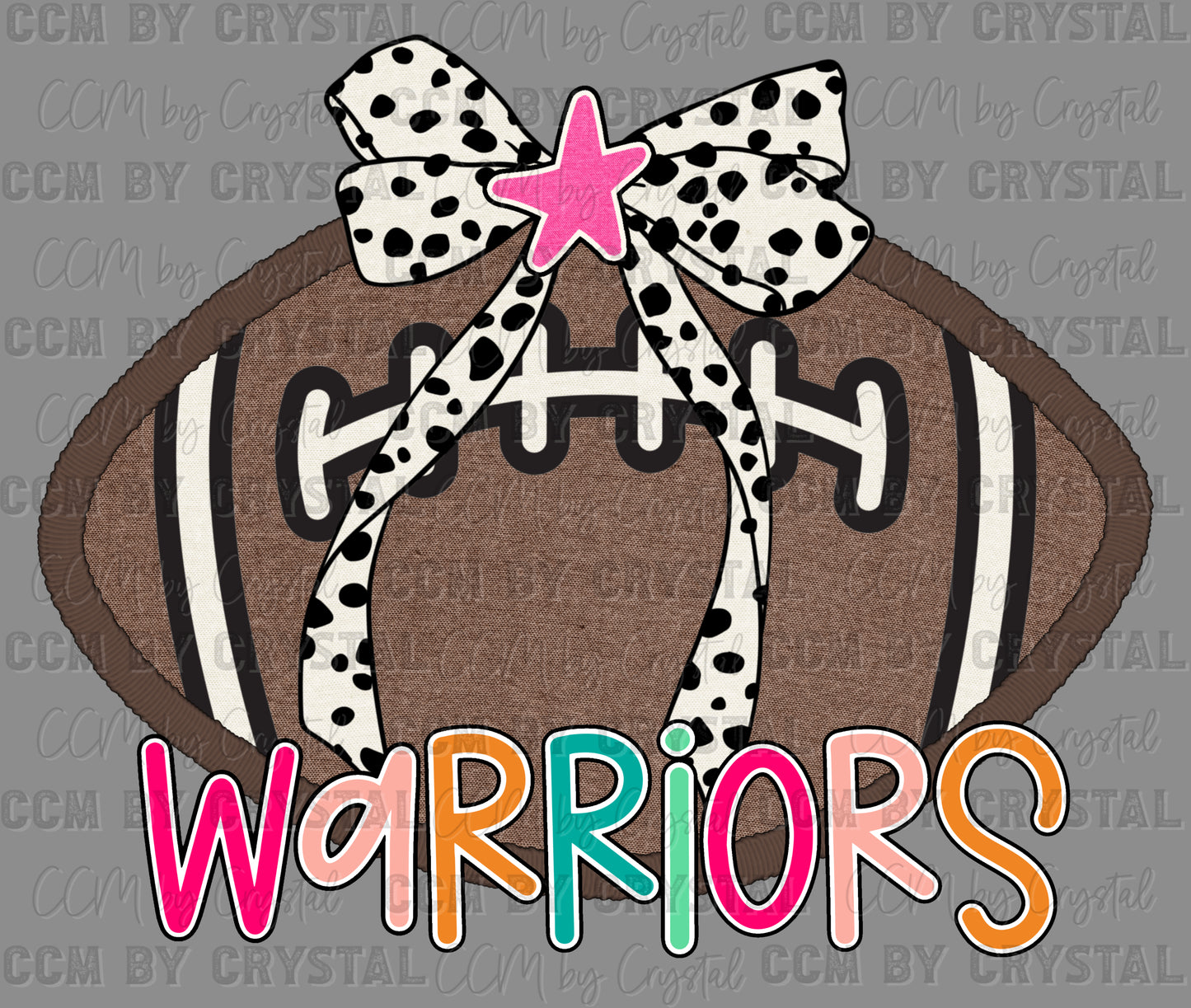 Warriors Football Bow Mascot Ready to Press Transfer DTF Transfer Sublimation Transfer
