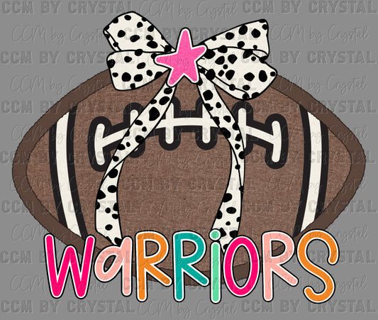 Warriors Football Bow Mascot Ready to Press Transfer DTF Transfer Sublimation Transfer