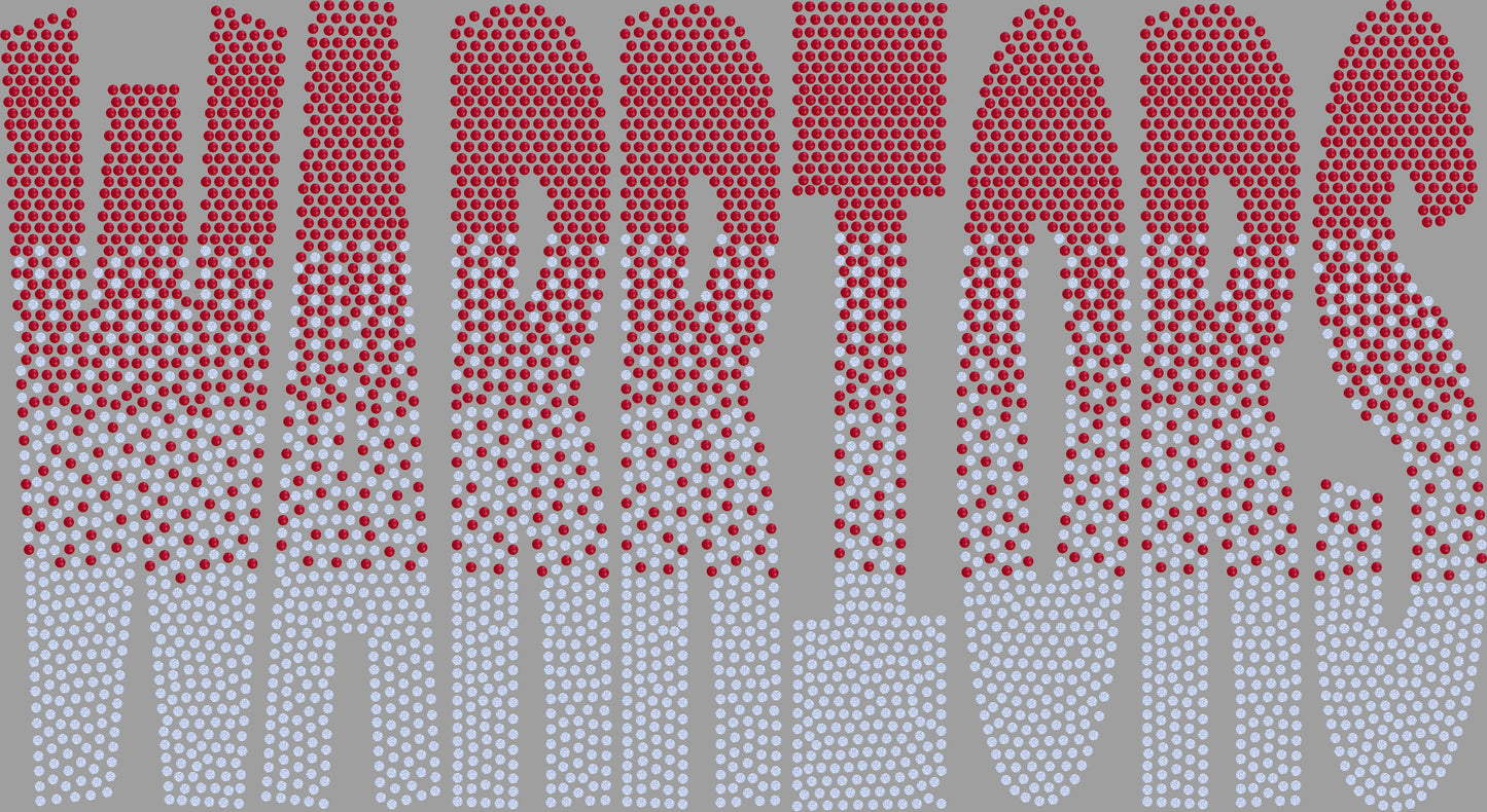 Warriors Ombre Approximately 11" wide Spangle Transfer