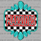 Red Warriors Mascot Turquoise Concho Ready to Press Transfer DTF Transfer Sublimation Transfer