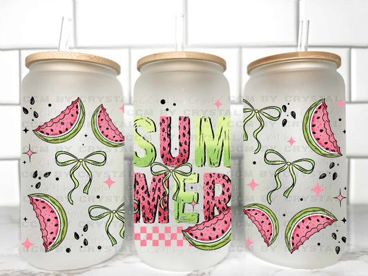 Watermelons Summer UV Transfer 16oz Libby Glass Can Wrap Ready to Apply
