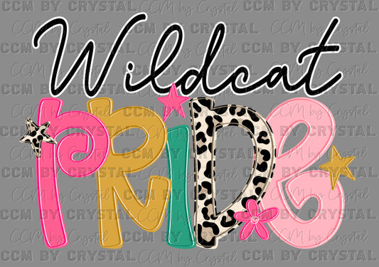 Wildcat Pride Wild and Colorful Mascot Ready to Press Transfer Direct to Film DTF Transfers