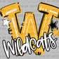 W Wildcats Yellow Mascot Ready to Press DTF Transfers Sublimation Transfers