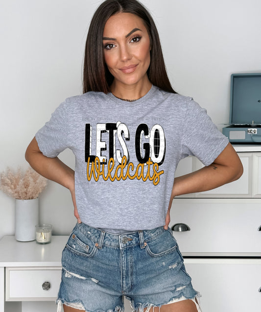 Black Gold Lets Go Wildcats T Shirt