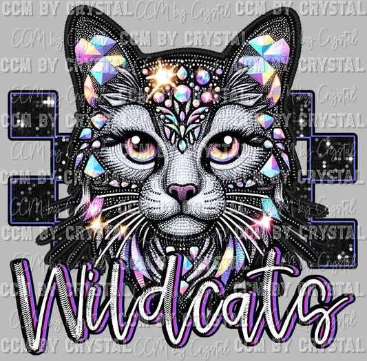 Wildcats Faux Rhinestones Effect Ready to Press Transfer DTF Transfer Sublimation Transfer