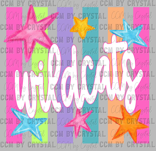 Wildcats Colorful Mascot Ready to Press DTF Transfers Sublimation Transfers