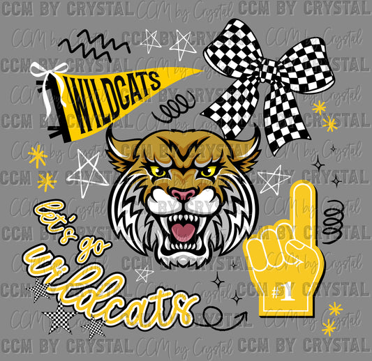 Let's Go Wildcats Mascot Ready to Press Transfer DTF Transfer
