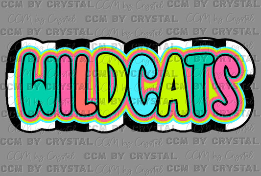 Wildcats Colorful Mascot Ready to Press Transfer DTF Transfer Sublimation Transfer