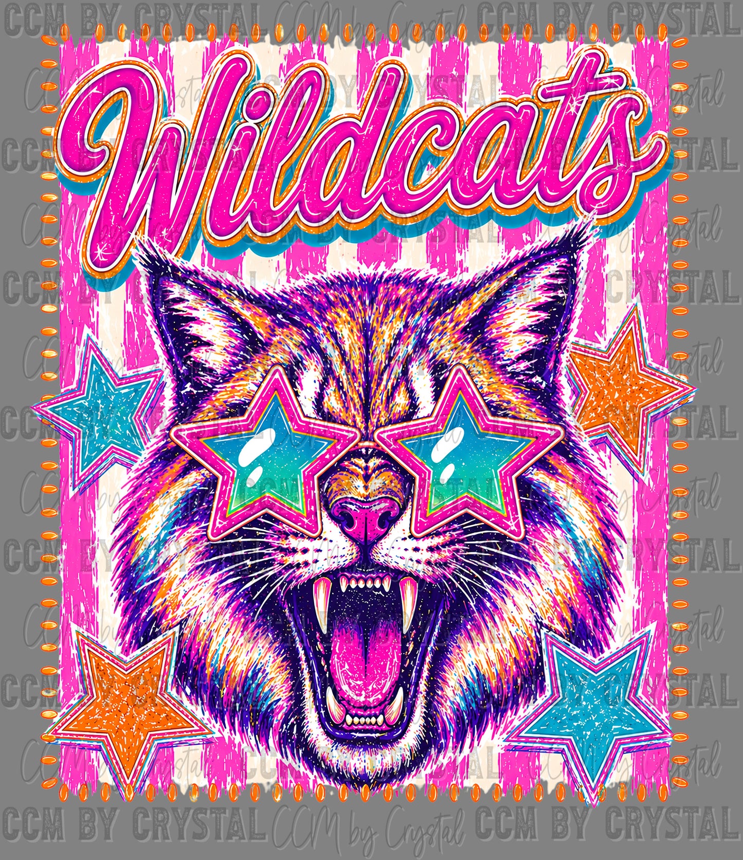 Wildcats Star Mascot Ready to Press DTF Transfers Sublimation Transfers