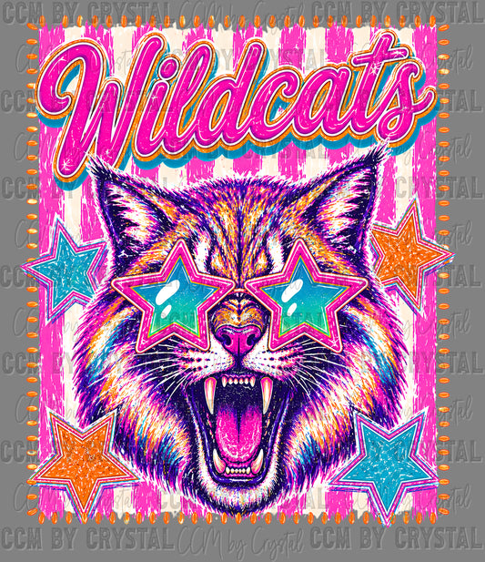 Wildcats Star Mascot Ready to Press DTF Transfers Sublimation Transfers