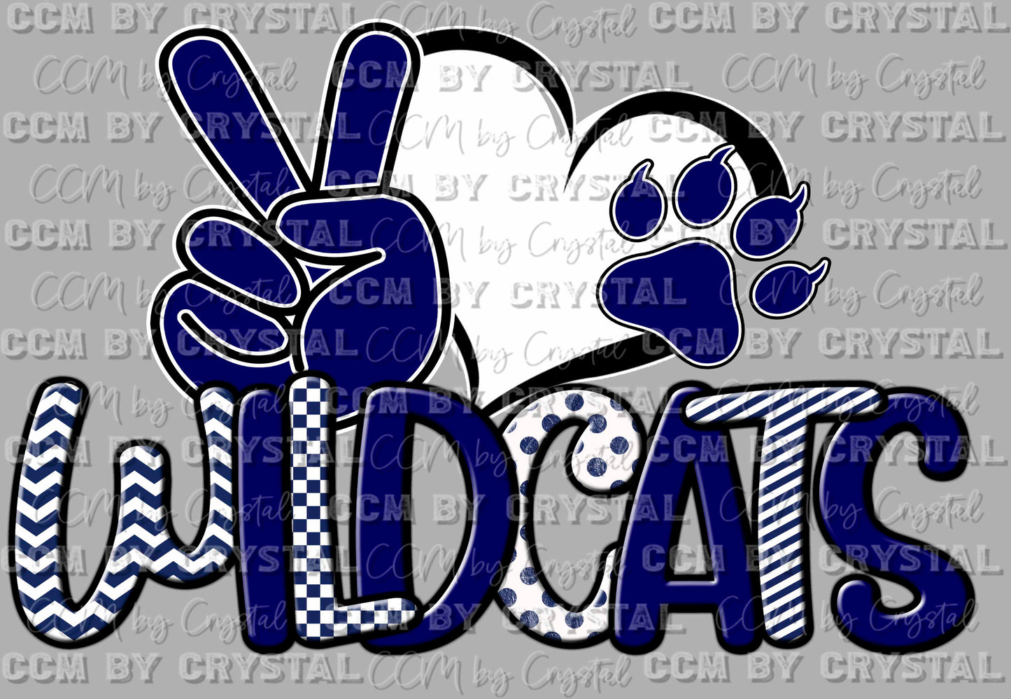 Peace Love Wildcats Sports Mascot Ready to Press Transfer DTF Transfer Sublimation Transfer